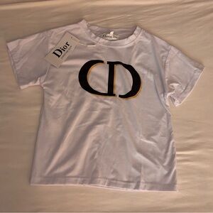 Dior Kids White Tee with Black and Gold Logo